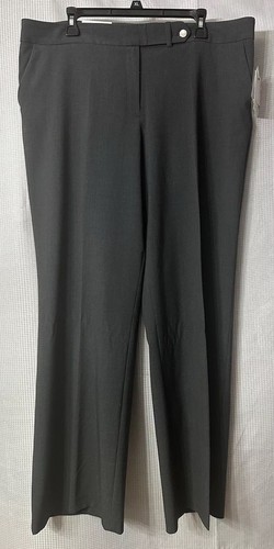NWT Calvin Klein Womens Gray Classic Fit Wide Leg Lined Dress Pants Slacks 16