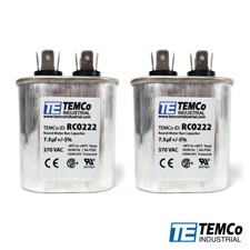 TEMCo 7.5 uf/MFD 370 VAC volts Oval Run Capacitor 50/60 Hz -Lot-2