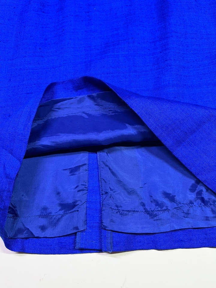 Jamileh Kamran gonna di seta blu vibrante 27" vita 28,5" lunghezza - Immagine 3 di 4