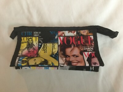 Colorful Zipper top Makeup Bag Vogue Print 7 1/2  x 4  