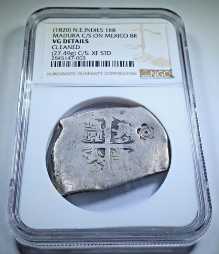 NGC Spanish 8 Reales Netherlands East Indies Madura Island Countermark Cob Coin