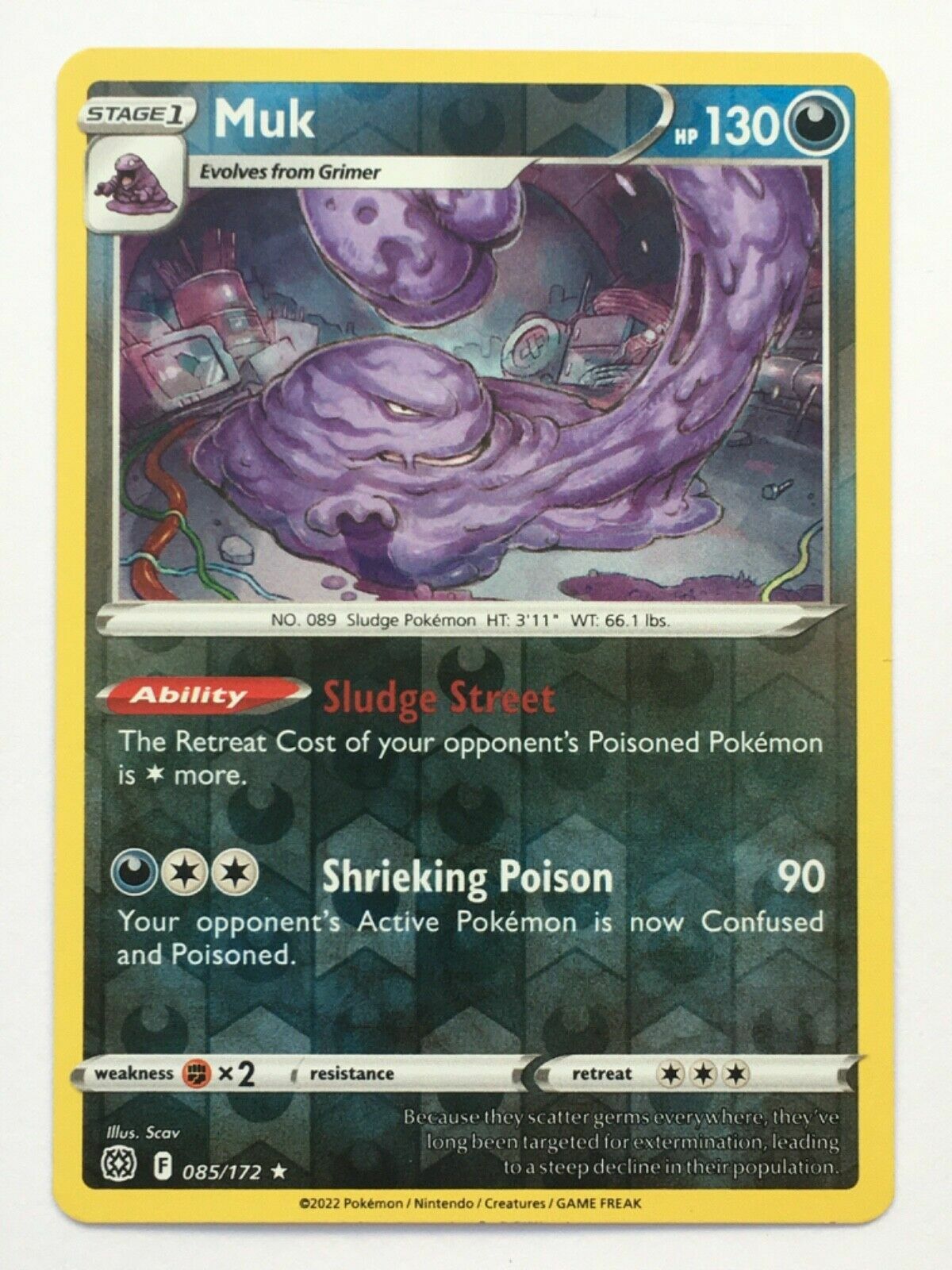 Pokemon - Muk 085/172 - Rare - Reverse Holo  - Brilliant Stars - NM/M - New