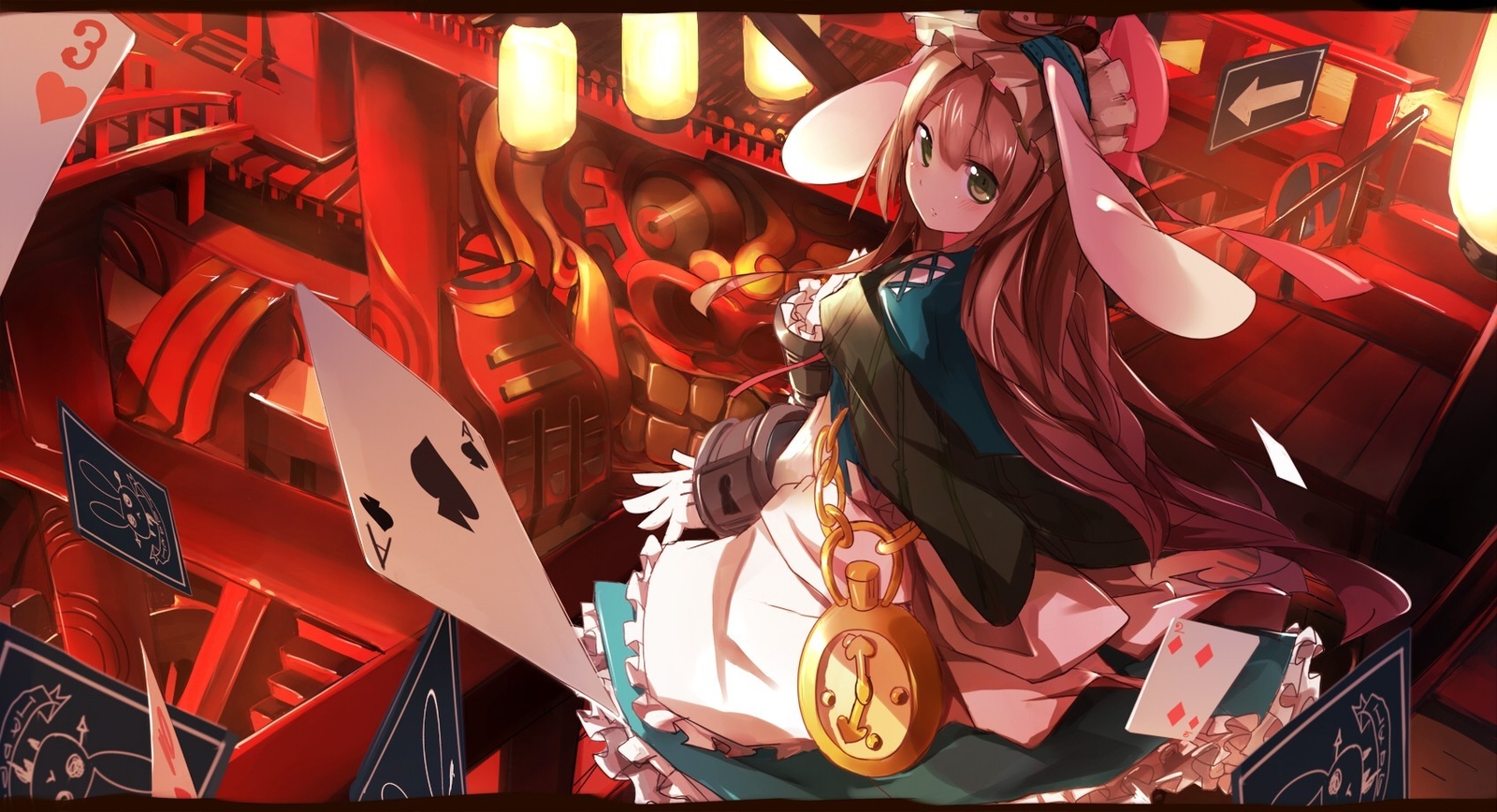 Anime playing cards anime girls women indoors Playmat Gaming Mat Desk