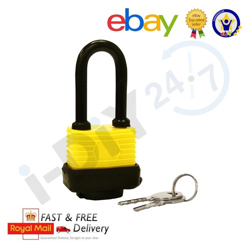 40MM Long Shackle Weatherproof Heavy Duty Laminated Steel Padlock 2 Key Shed - 第 2/2 張圖片