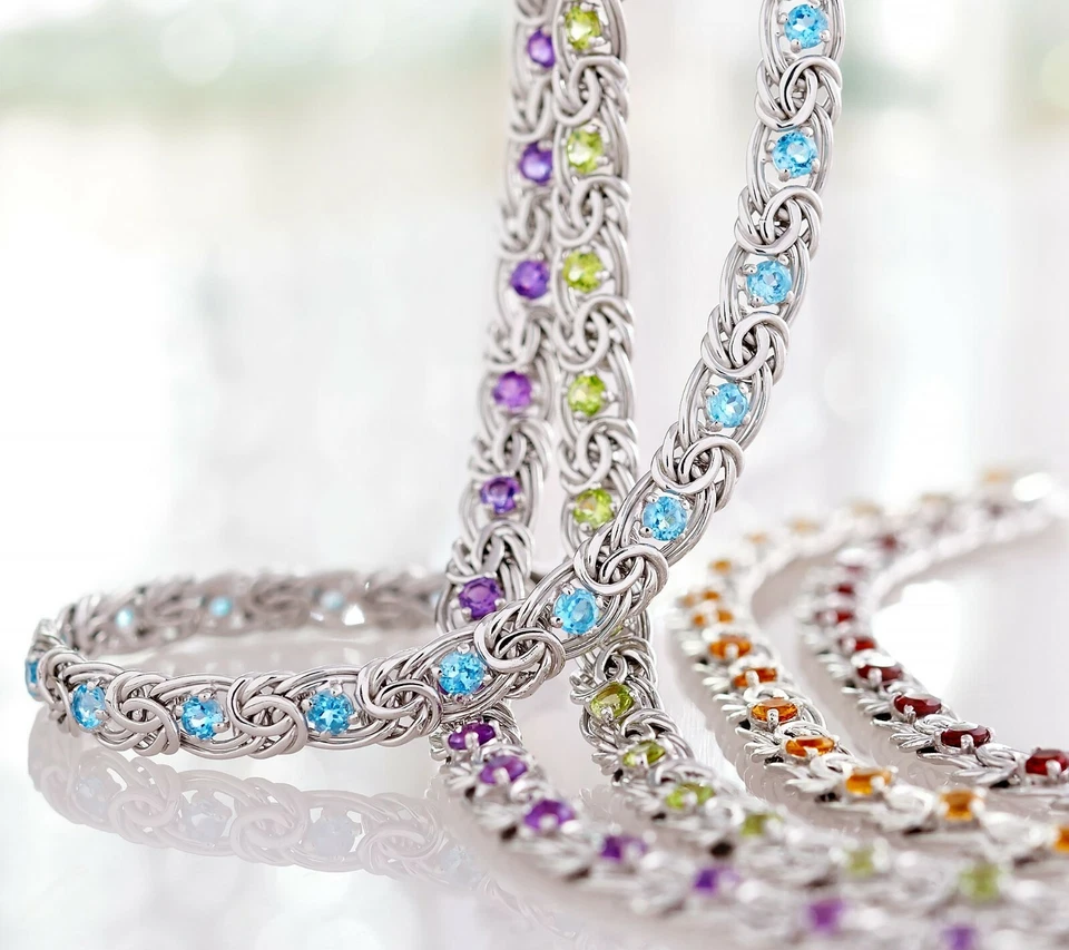 6 3/4" Peridot Gemstone Byzantine Tennis Bracelet Real 925 Sterling Silver QVC - Image 4 of 4