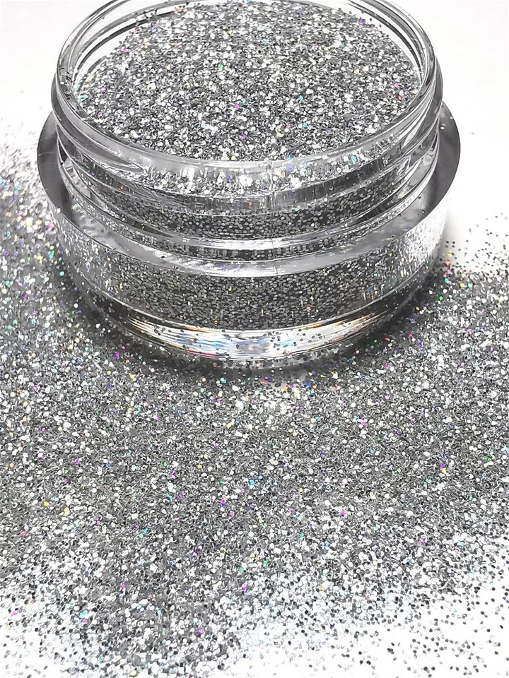 Feiner Holo Glitterstaub Silber Glitzer Puder 3,5g 0,2mm Nailart Regenbogen Nr.1