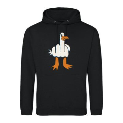 Herren Hoodie MÖWE FINGER Meme Cool Fun Lustig Statement Vogel Strand Aufdruck