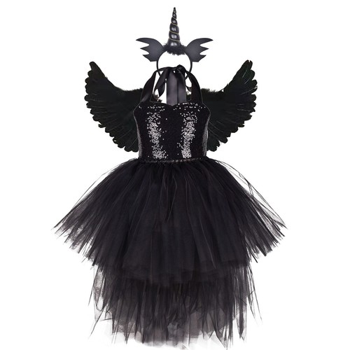 Bambine alta bassa Mesh Cosplay Party Strega Vestito Costume Di Halloween  Fantasia Party | eBay