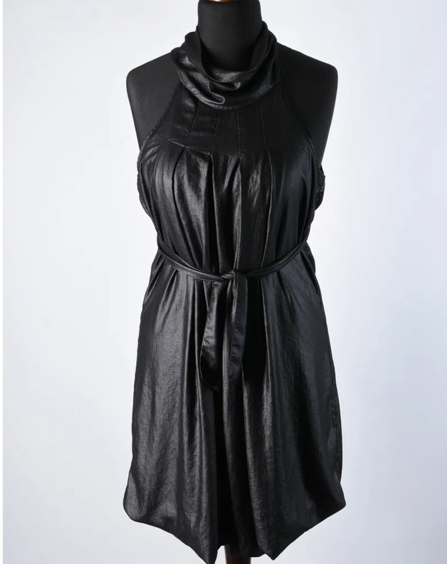 black diesel dress Women's Hoodie in shiny stretch nylon | slim cut Diesel Shiny Silky Metallic Charcoal
