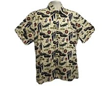 High Seas Trading USMC Marine Corp Military Mens Button Up Camp Shirt Medium USA