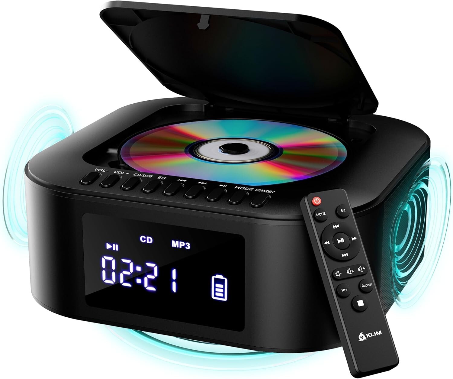 KLIM Boombox E1 - CD Player Portable Audio System, xtra BASS