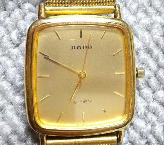RADO Vintage Watch Quartz Gold Square Bracelet Bambi Swiss New