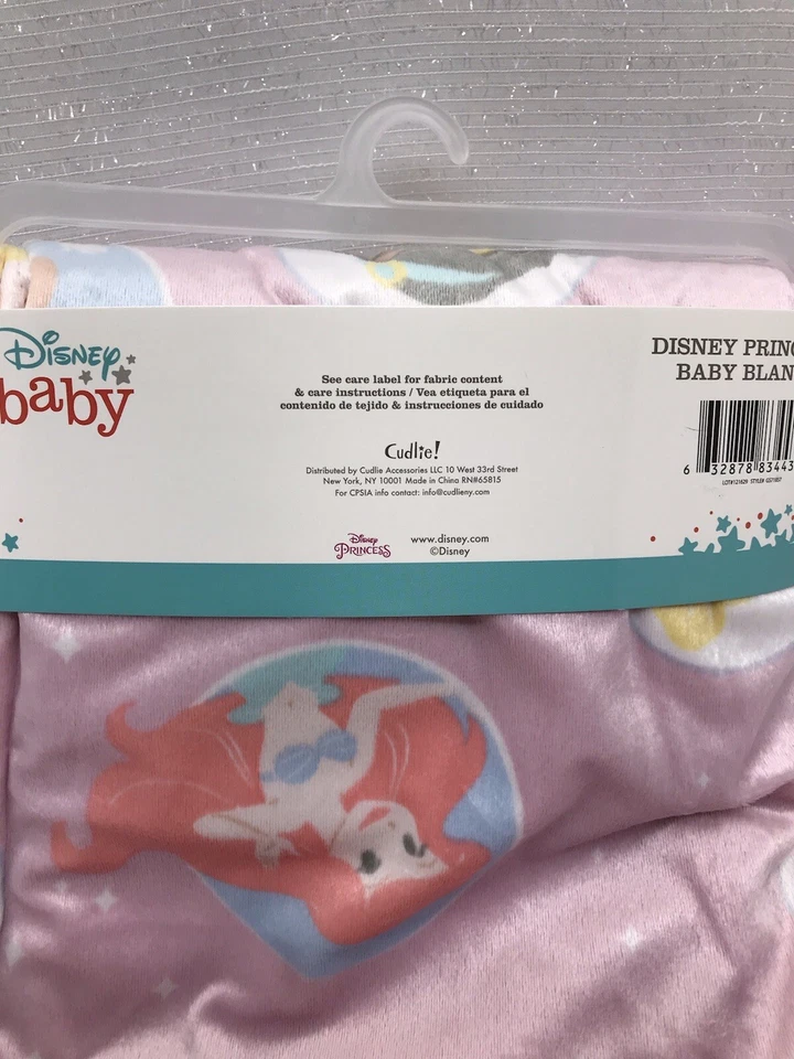 Manta Bebé Princesa Disney Rosa Sherpa Cenicienta Ariel Belle Niñas Lovey NUEVA Foto 3 de 4