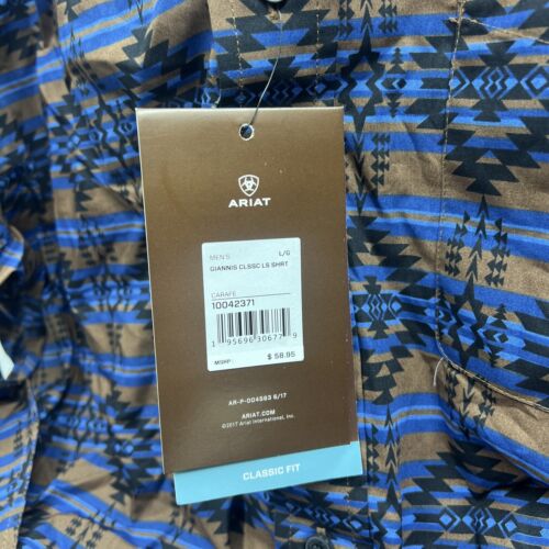 Camisa Ariat Para Hombre Sin Arrugas Kaiser Calce Clásico Marrón Índigo 10042371 - Imagen 2 de 5