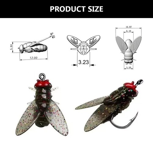 40pcs 12mm Bionic Fly Fishing Bait, Color Small Fly Hook Fly Fishing Bait UK - Picture 17 of 17