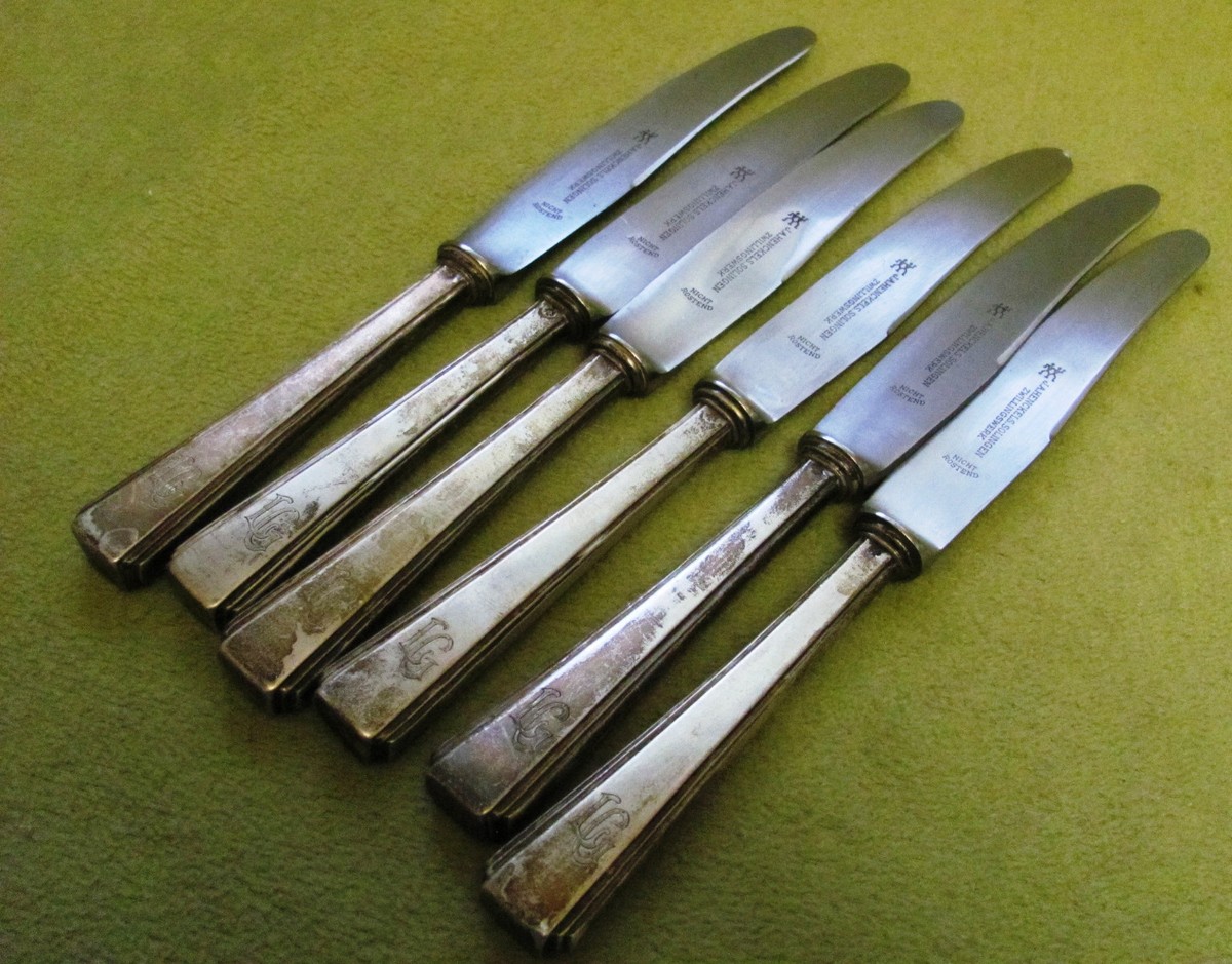 6 Messer J.A. Henckels Solingen Zwillingswerk 800er Silberheft
