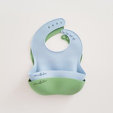 Silicone Baby Feeding Bib 2 pack blue and green