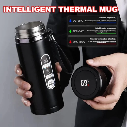 Stainless Steel Thermos Water Bottle Vacuum Flask LED Temperature Display Travel