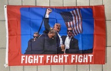 Donald Trump 2024 Flag FREE USA SHIP Bulletproof Fight MAGA Shooting Sign 3x5  