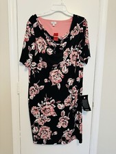 Avenue floral Ruched-Sleeve Midi Dress size 14