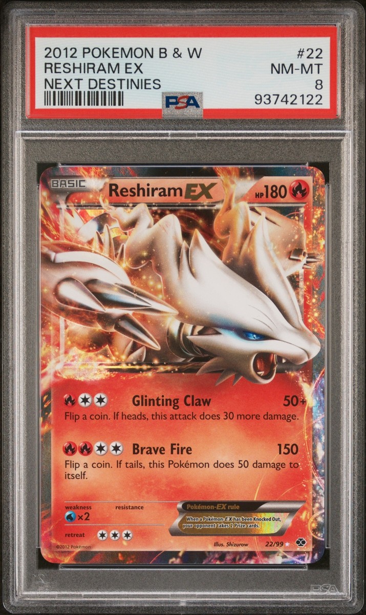 PSA 8 Reshiram Ex #22 2012 Pokemon Black & White Next Destinies
