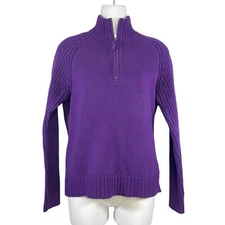 Lauren Jeans Company 1/4 zip Ribbed Sweater Size Small Purple