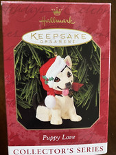 1999 Puppy Love Hallmark Ornament 9 German Shepherd New Santa Hat