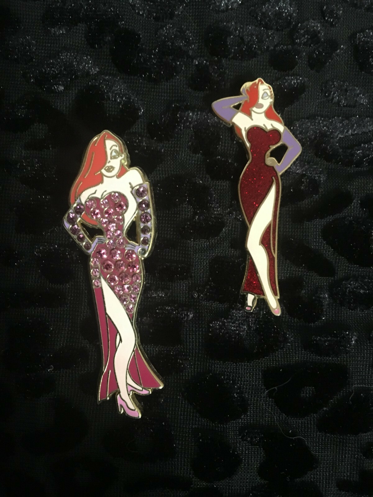 Jessica Rabbit Pins Disney ~ Standing Posing Red Glitter Rhinestone Dress