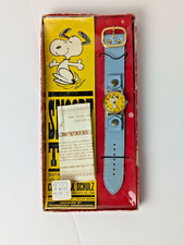 SNOOPY TIME Rare Vintage 1968 United Features Swiss Yellow Dial Leather Watch