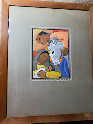 Stunning Salvador Covarrubias ''Nativity Scene'' Gouache Painting - Signed/Framed