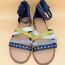 Frye and Co. Women's Evie Shoes 8.5 M Ankle Strap Braid Stud Gladiator Sandals