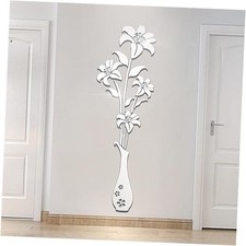Mirror Wall Decals - 3D Flower Wall Stickers Murals foriving L Mirror Silver