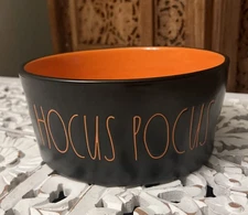 Rae Dunn Dog Bowl Hocus Pocus Water Food Pet Large XL 8 inch Heavy Pottery Witch