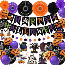 36 Pcs Halloween Party Decorations Indoor, Orange Purple Black Happy Halloween B