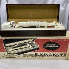Vintage Sunbeam Deluxe Electric Slicing Knife W/ Serving Fork EK300