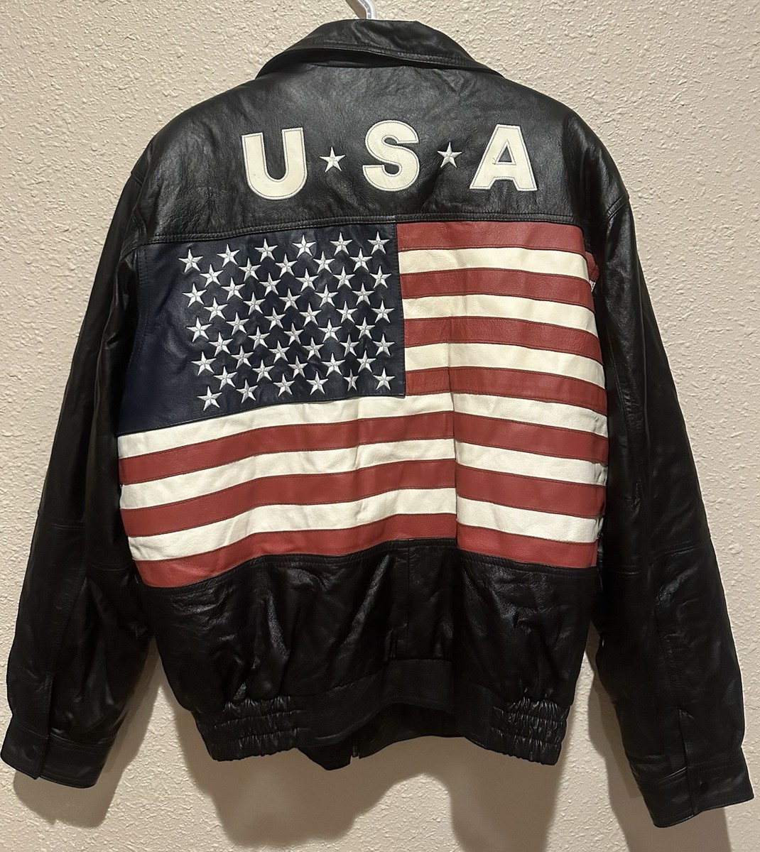 Vintage USA Flag Vilanto Authentic Leatherwear Jacket XL | eBay