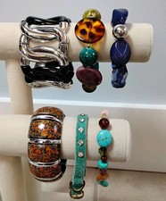 Lot Vintage Plastic Lucite Stretch Bangle Bracelet