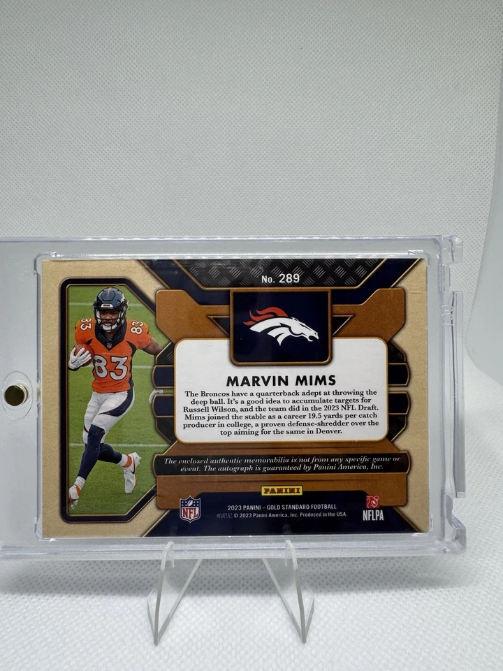2023 Gold Standard Marvin Mims Rookie Patch Auto RC RPA #1/49 Broncos NFL #289 - Image 2 of 2