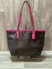 Coach Signature Tote Handbag with Pink Straps