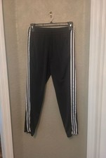 Adidas ladies Black White 3 stripe Classic Track Jogger Pants S Zip ankle