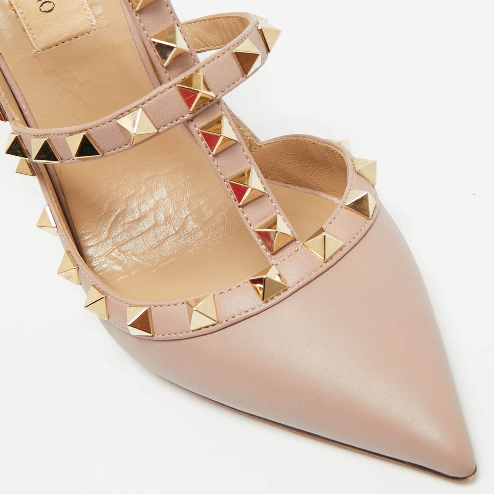 Valentino Dusty Pink Leather Rockstud Caged Pumps Size 37.5 thumbnail 7