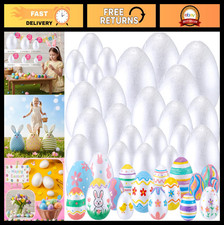 100 Pcs Easter Foam Eggs for Crafts - DIY White Polystyrene Decoration, Multisiz