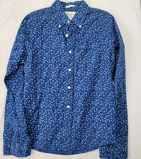 Abercrombie Fitch A F Men's Blue Floral Button Up Long Sleeve Shirt NEW LARGE