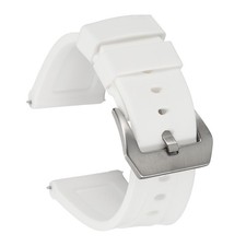 Silicone Watch Bands 26mm Soft Watch Band with Silver Buckle, White