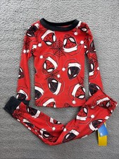 Marvel Spider Man Boys Youth 4 Red Christmas Snuggly Soft Pajama Set