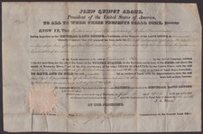 JOHN QUINCY ADAMS - LAND GRANT SIGNED 04/01/1825 CO-SIGNED BY: GEORGE GRAHAM