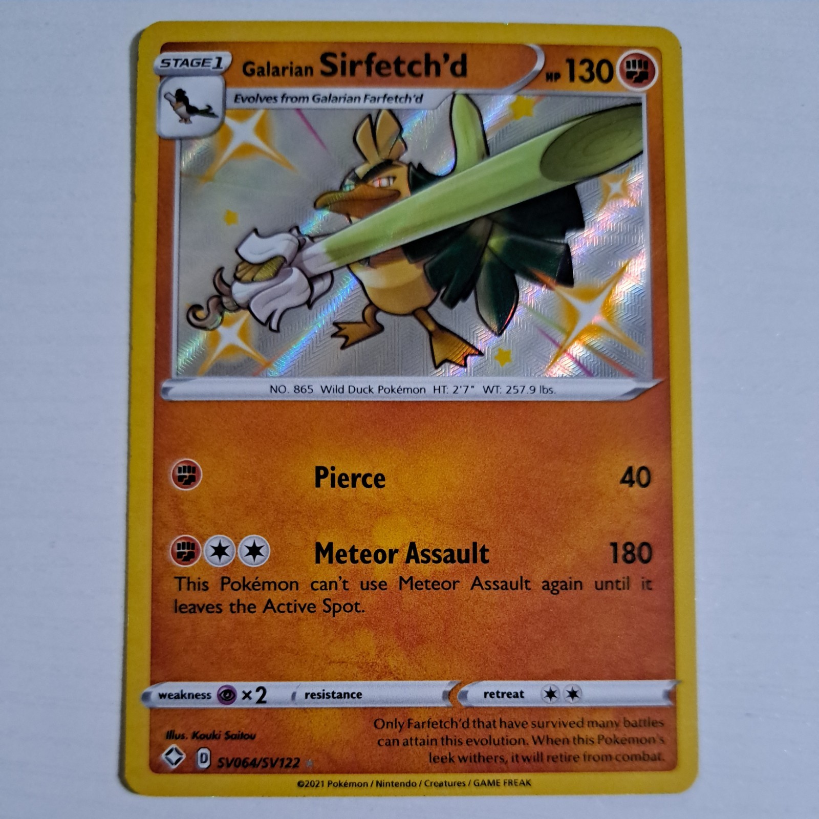 Galarian Sirfetch'd SV064/SV122 - Holo - Shining Fates - Pokemon - NM 