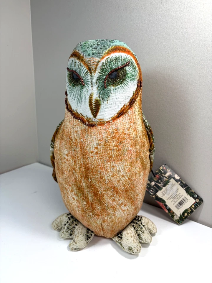John Derian Target Fall 12" Shaped Beaded Owl Decorative Pillow 2025 Christmas - Image 1 of 4