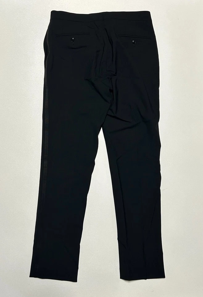 BAR III Hombres Negro Esmoquin Formal Boda TUX SLIM FIT Vestido Pantalones/Pantalones 32x32 Foto 3 de 4