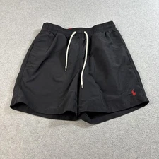 Polo Ralph Lauren Shorts Men Small Black Swim Trunks Mesh Lined Drawstring Beach